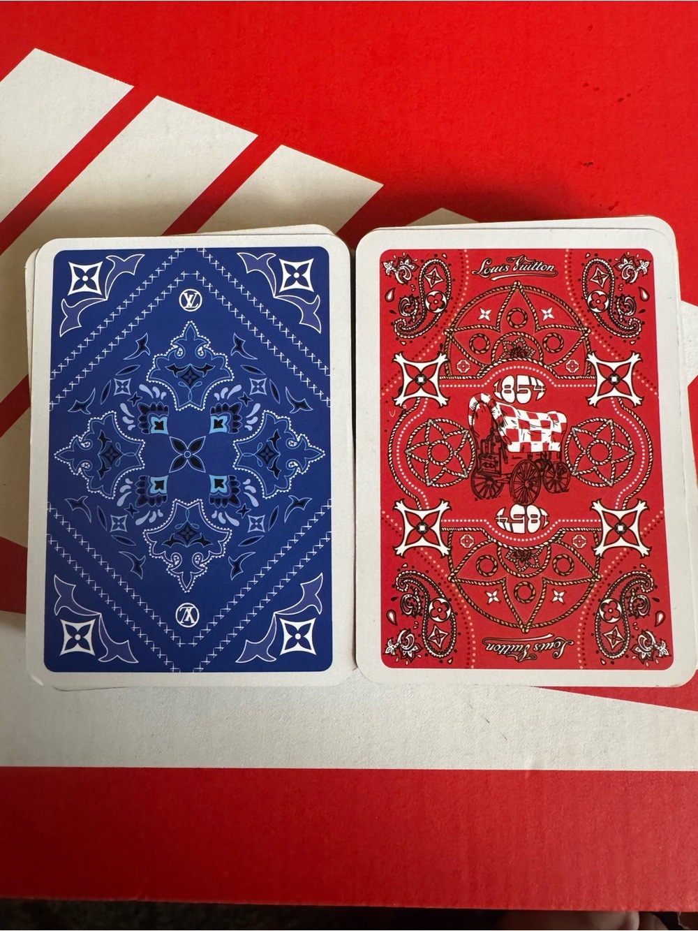 Louis Vuitton Red and Blue Ornate Playing Card Set